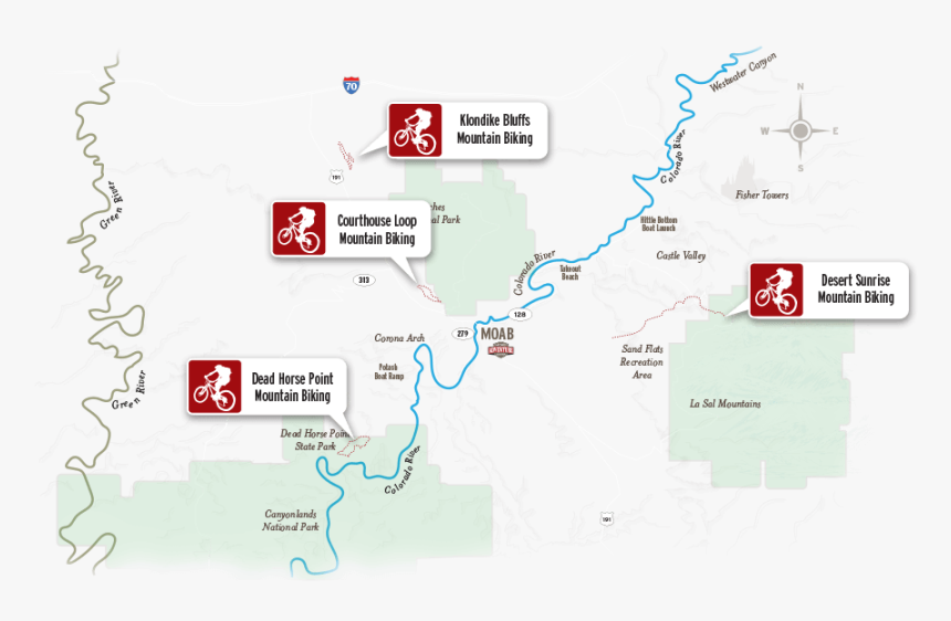 Mountain Biking - Fisher Towers Rafting Map, HD Png Download