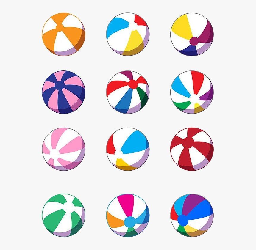 Beach Ball Balls Clipart Colorful Vector Transparent - Beach Balls Clipart, HD Png Download