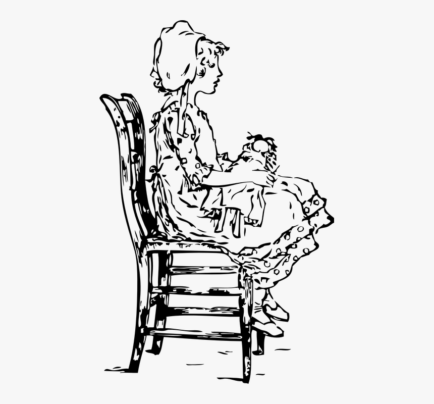 Girl, Holding Child, Baby, Sitting, Chair - Girl And A Chair Clip Art, HD Png Download