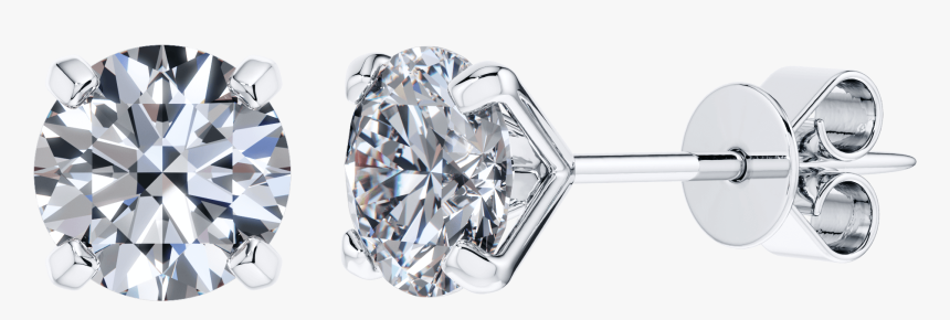 Modern 4 Claw Set Round Solitaire Diamond Studs In - White 4 Claw Studs, HD Png Download