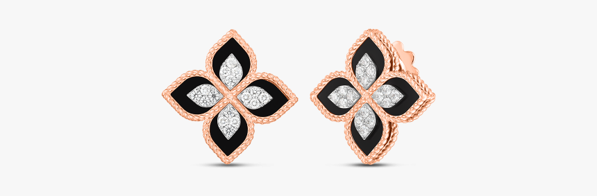Roberto Coin Princess Flower Jade And Diamond Studs - Earrings, HD Png Download