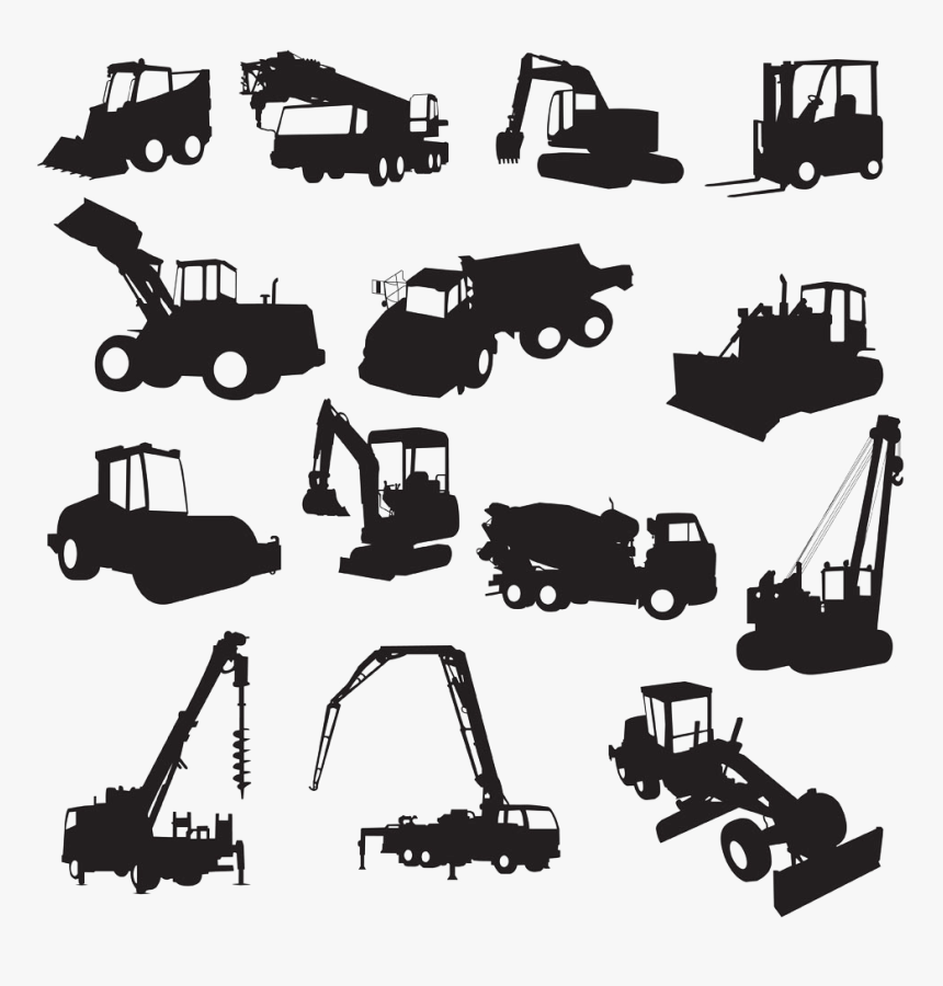 Heavy Equipment Architectural Engineering Silhouette - Construction Heavy Equipment Silhouette, HD Png Download