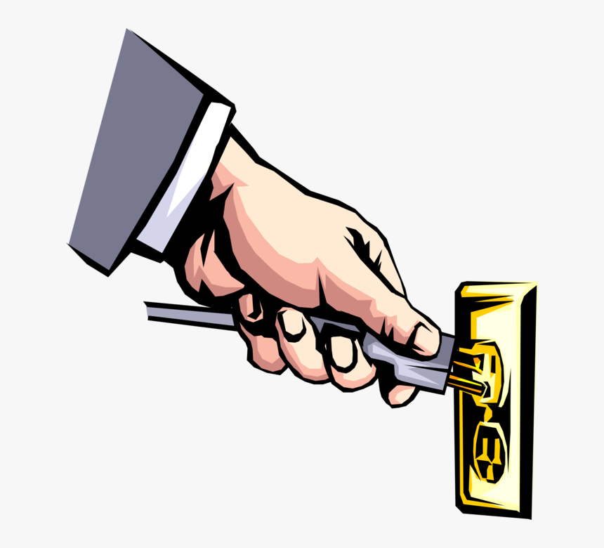 Vector Illustration Of Hand With Electrical Cord And - Ejemplos De Energia Electrica, HD Png Download