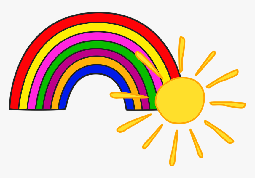 Sun, Rainbow, Kids, Scrapbook, Nature, Colorful, Clip - Szivárvány Png, Transparent Png