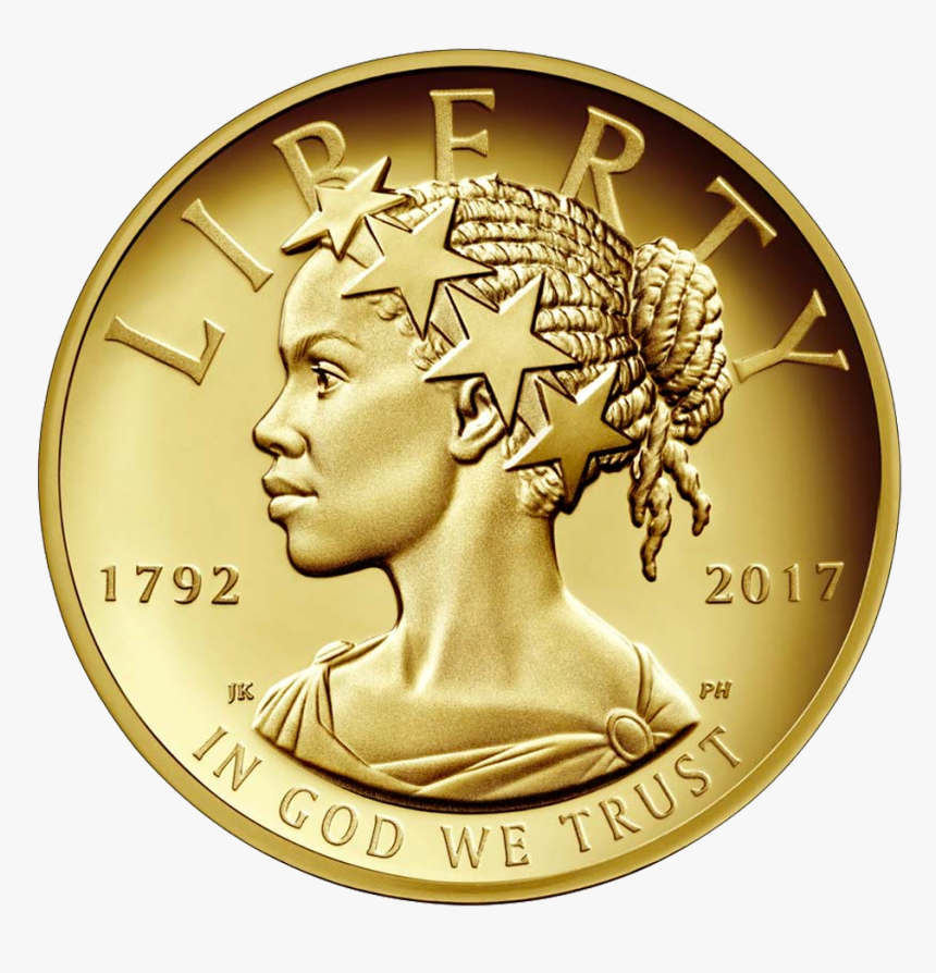 Lady Liberty 1oz Goldcoin 2017 Motif - First Black Woman On A Coin, HD Png Download