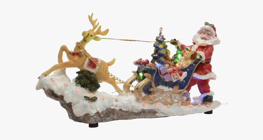Christmas Reindeer Sleigh Png File - Santa Claus, Transparent Png