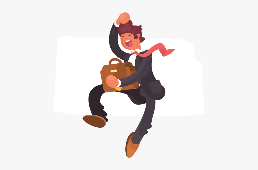 A Jumping Businessman In Front Of An Outline Of Kansas - Business, HD Png Download