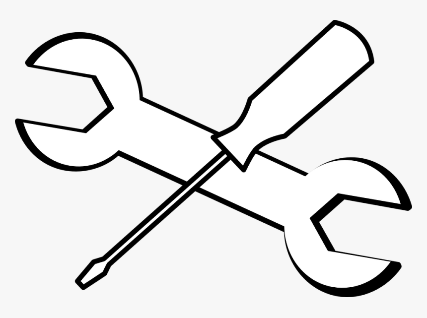 Hd Wrench Screwdriver Tools Black Outline White Tool - Tools Black And White Clipart, HD Png Download