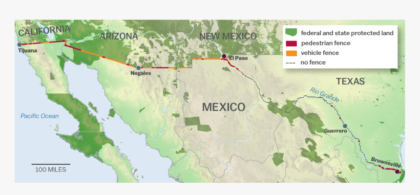 Us Border Wall Map Hd Png Download Transparent Png Image Pngitem