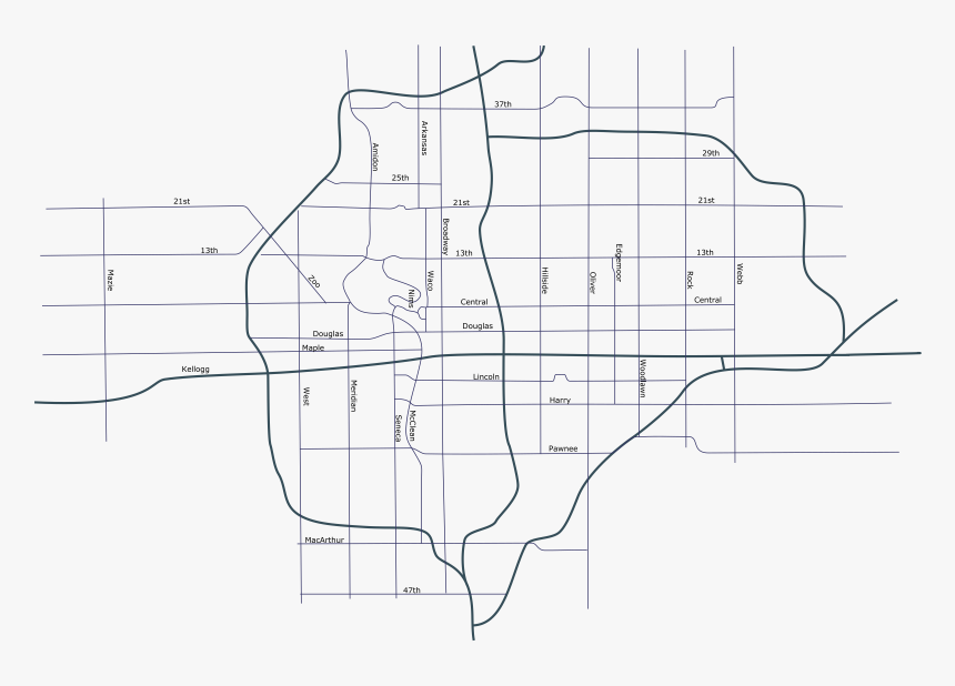 Skyline Clipart Wichita - Map Of Wichita, HD Png Download