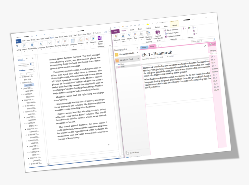 On The Left Is Writing On Word, And On The Right, Onenote - Computer Program, HD Png Download