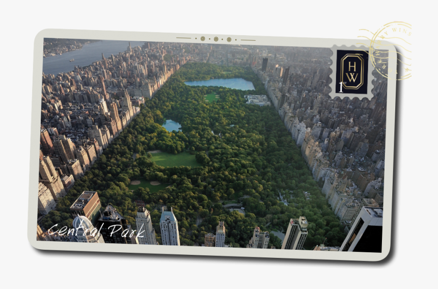 A Postcard Of An Aerial View Of Central Park In New - 紐約 中央 公園, HD Png Download