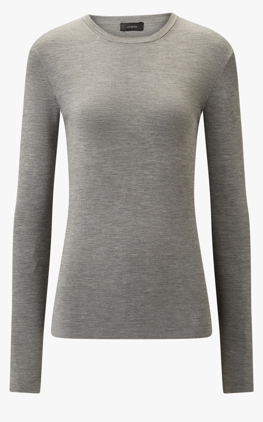 Joseph, Silk Stretch Knit, In Grey Chine - Long-sleeved T-shirt, HD Png Download