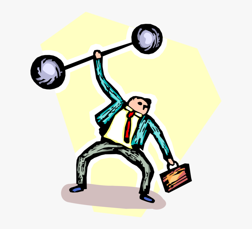Vector Illustration Of Strongman Businessman Weightlifter - Illustration, HD Png Download