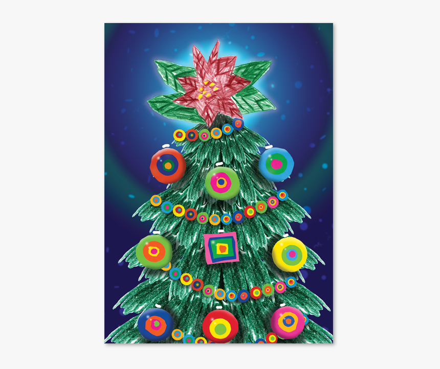 Holiday Tree With A Poinsettia As The Star On Top, - Christmas Tree, HD Png Download