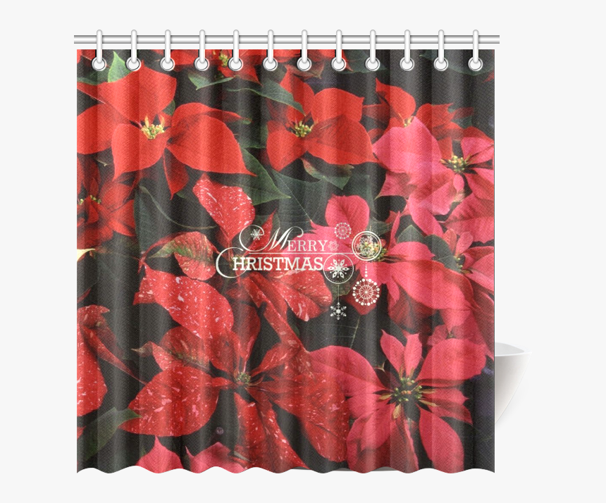 Poinsettia, Merry Christmas Shower Curtain 69 X70, HD Png Download