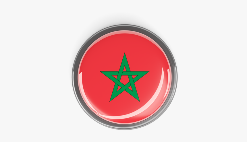 Metal Framed Round Button - Morocco Round Flag Png, Transparent Png