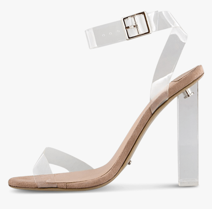 Kiki Clear Vynalite Blush Kid Suede Side - Clear Sandal Heels Png, Transparent Png
