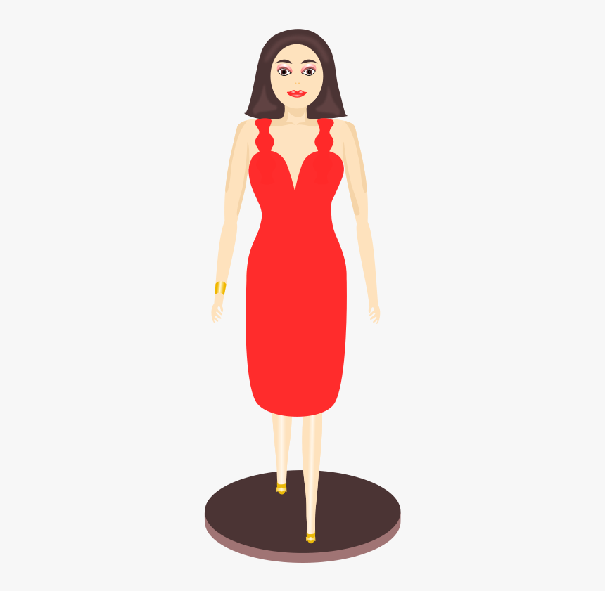 Pretty In Red - Kırmızı Elbiseli Kadın Vektörel, HD Png Download