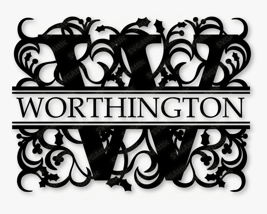 Sds Holly Monogram W Snapdragon Snippets - Free Split Monogram Font W, HD Png Download