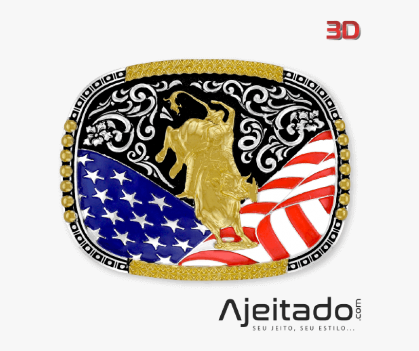 Fivela Country Touro Bandeira Usa - Fivela De Ouro Country Png, Transparent Png