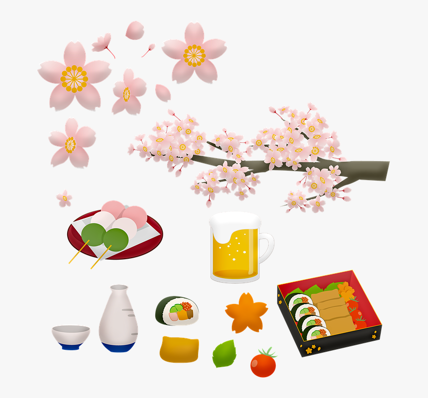 Japanese Food Sushi Beer Sake Mochi Sakura 4 月 植物 イラスト Hd Png Download Transparent Png Image Pngitem