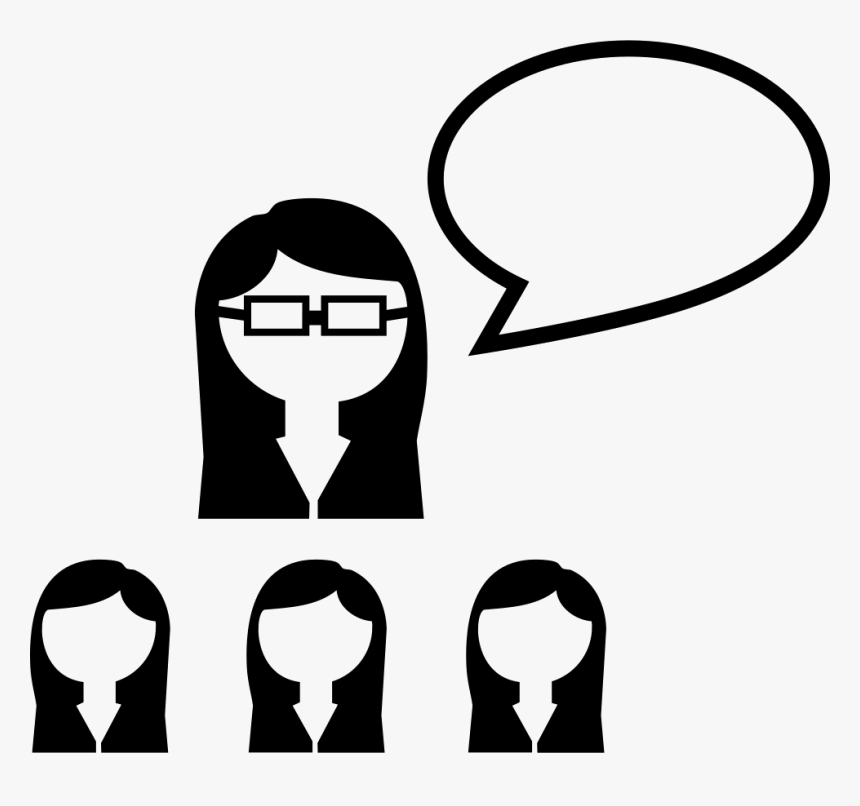 Group Of Female Students And Their Teacher - Teacher And Student Free Icon, HD Png Download