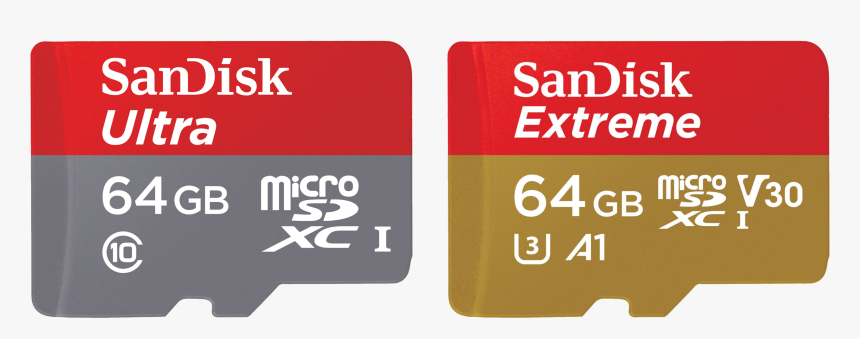 Sandisk Microsd Ultra 64 Gb And Extreme 64 Gb - Micro Sd, HD Png Download
