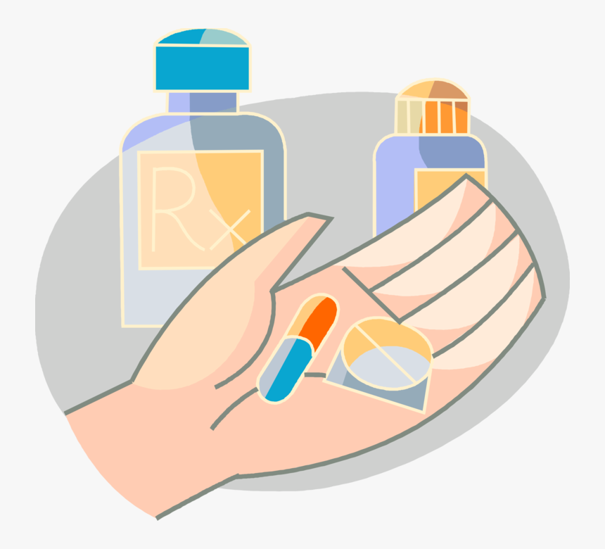 Vector Illustration Of Hand Holds Medicine Pill And, HD Png Download