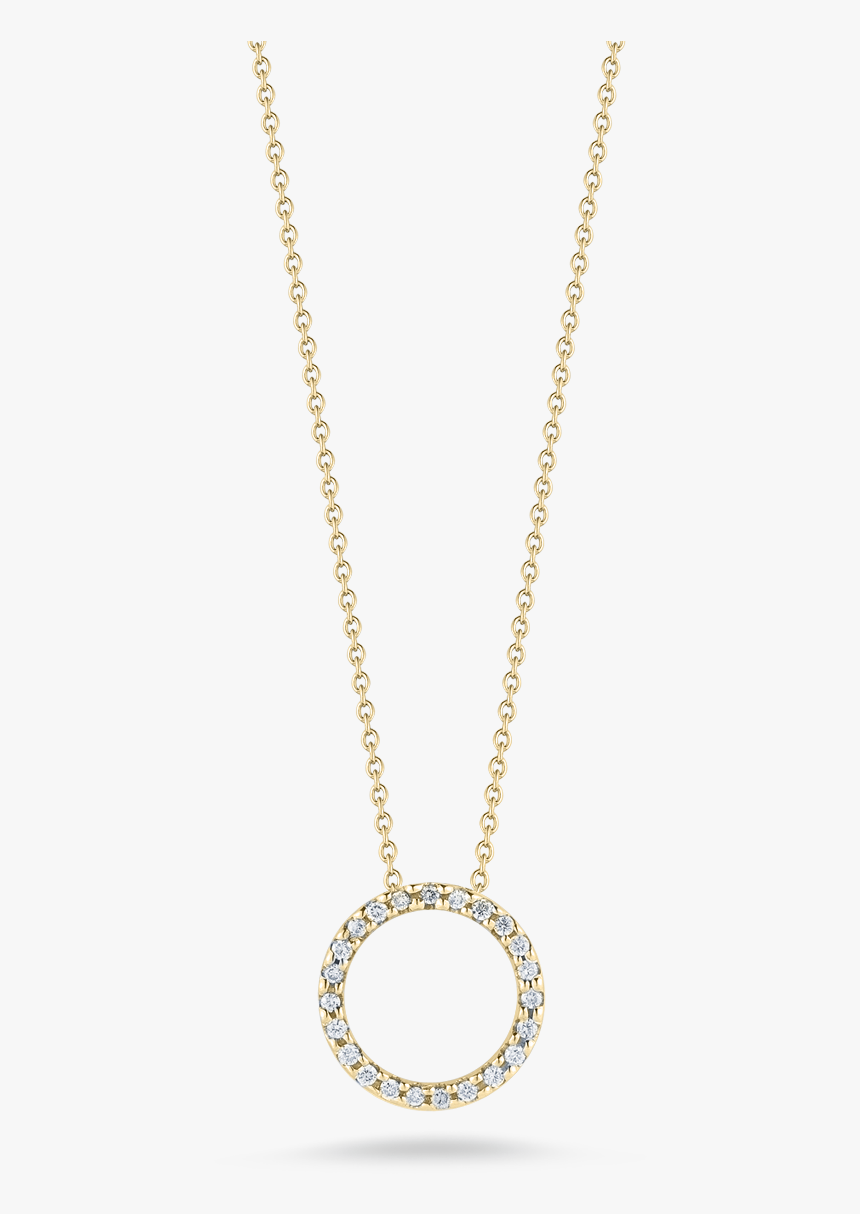 18k Yellow Gold X-small Circle Pendant With Diamonds - Pendant, HD Png Download
