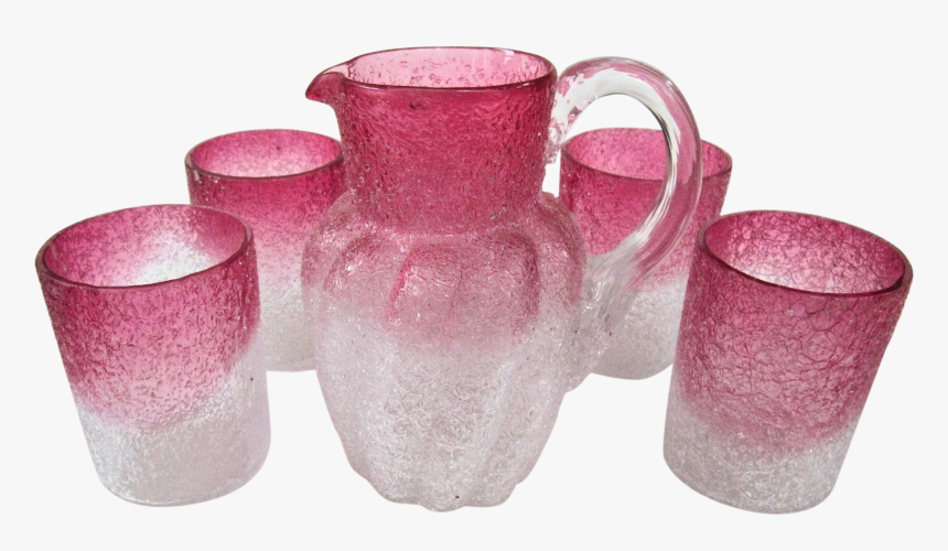 Boston And Sandwich Overshot Crackle Clear To Cranberry - Ceramic, HD Png Download