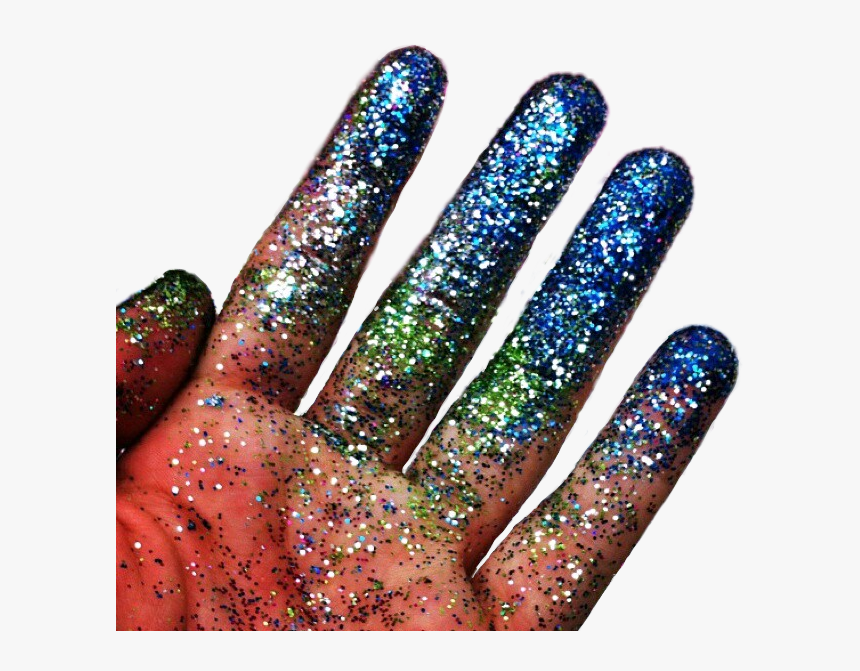 #hand #sticker #gloss #brillantina #escarcha #beautiful - Hand Covered In Glitter, HD Png Download