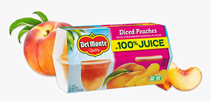Peaches With Strawberry-banana Flavor, Fruit Cup® Snacks - Del Monte 100 Calories Sliced Peaches, HD Png Download