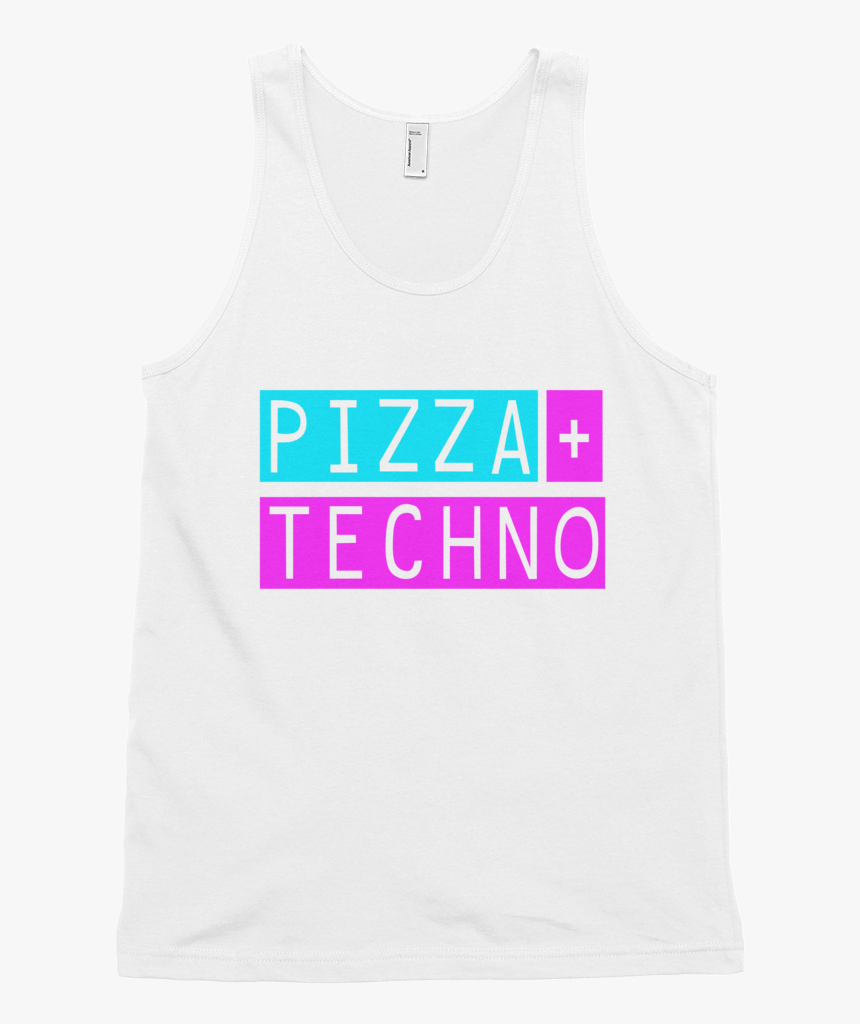Pizza And Techno Tank Mockup Front Flat White - Active Tank, HD Png Download