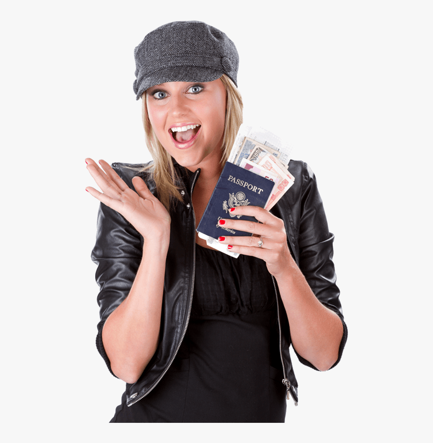 Passport-girl - Girl With Passport In Hand, HD Png Download