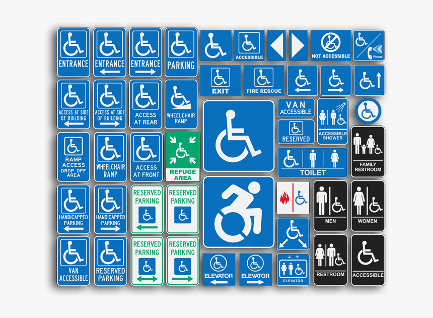 Many Types Of Ada Signs Types Of Handicap Signs, HD Png Download