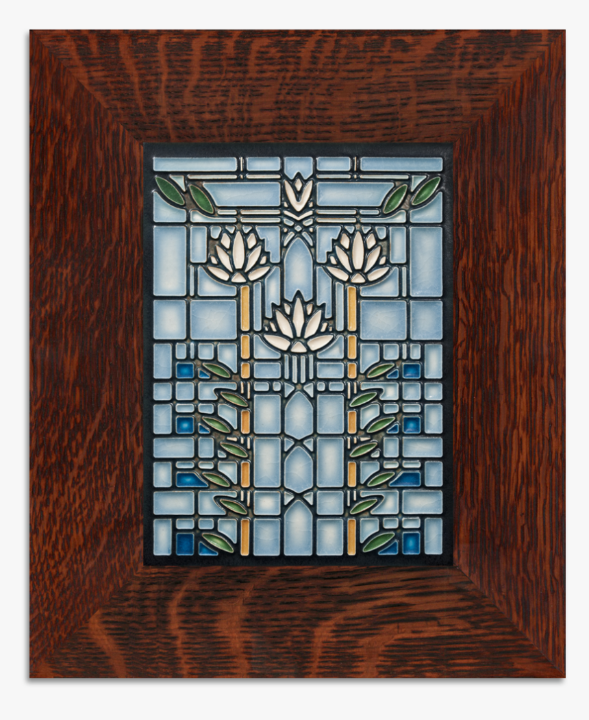 Frank Lloyd Wright Water Lilies Framed Tile - Frank Lloyd Wright Waterlilies Stained Glass, HD Png Download