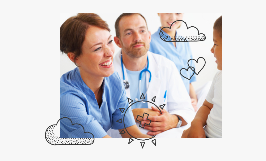 Woman Smiling At Child Next To Man With Stethoscope - Physician Assistant Job Duties, HD Png Download