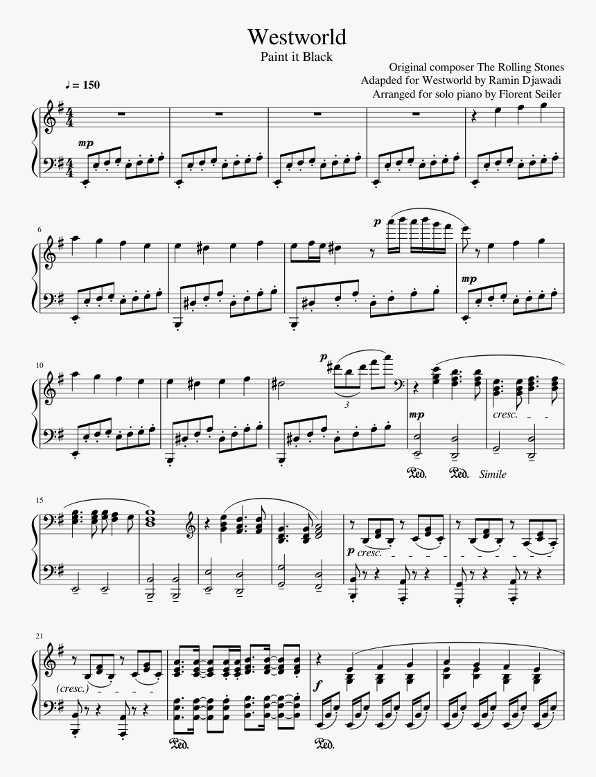 Paint It Black Score, HD Png Download