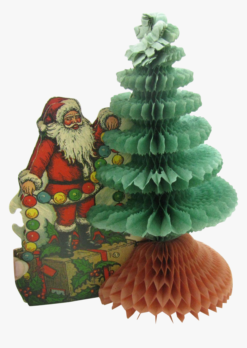 1920 S Beistle Honeycomb Tree With Santa - Transparent Png Ruby Lane Christmas, Png Download