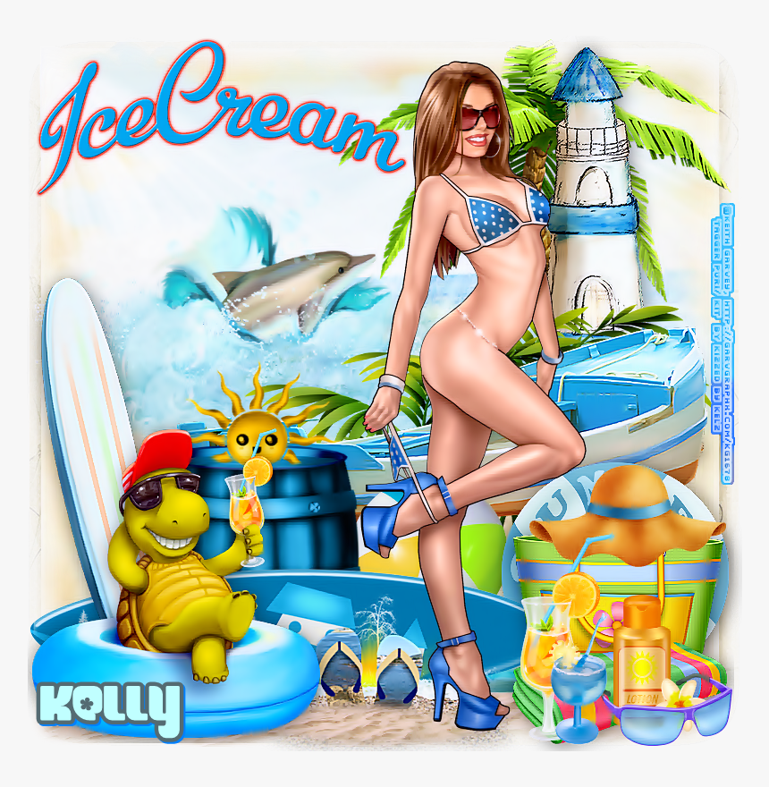 Bikini Babe - Cartoon, HD Png Download