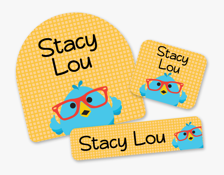 First Class School Labels Tweet Bird And Glasses, HD Png Download
