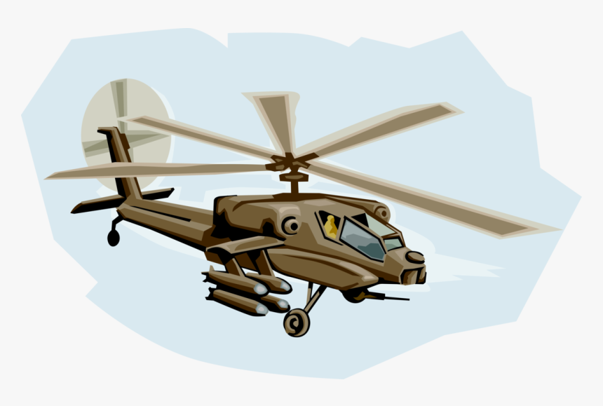 Vector Illustration Of Boeing Ah 64 Apache Attack Helicopter - Helicopter Rotor, HD Png Download