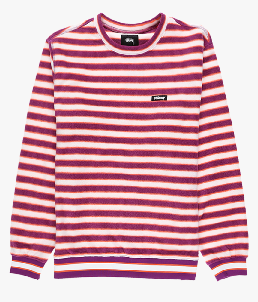 Stussy Striped Polar Fleece Crewneck - Comme Des Garcons Play Long Sleeve Navy Striped, HD Png Download
