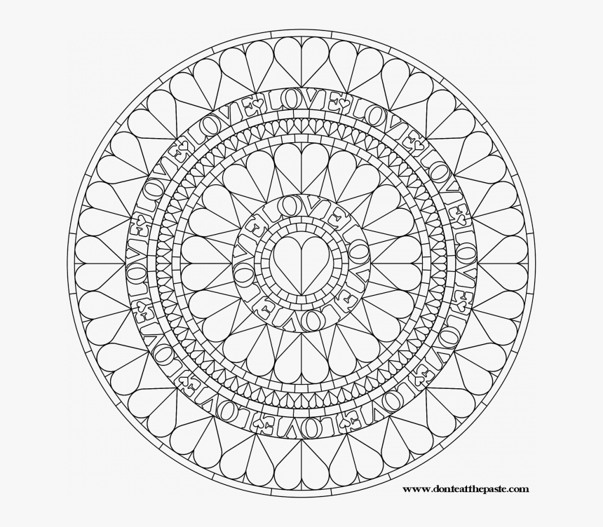 Coloring Heart Mandala, HD Png Download