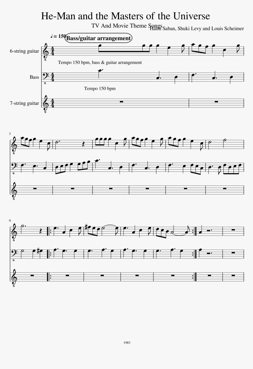He-man And The Masters Of The Universe Slide, Image - He Man Sheet Music, HD Png Download