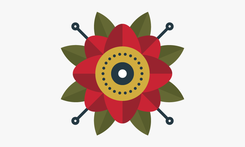 Folk Mandala Rose Illustration Flower Flat Simple Rose - Illustration, HD Png Download