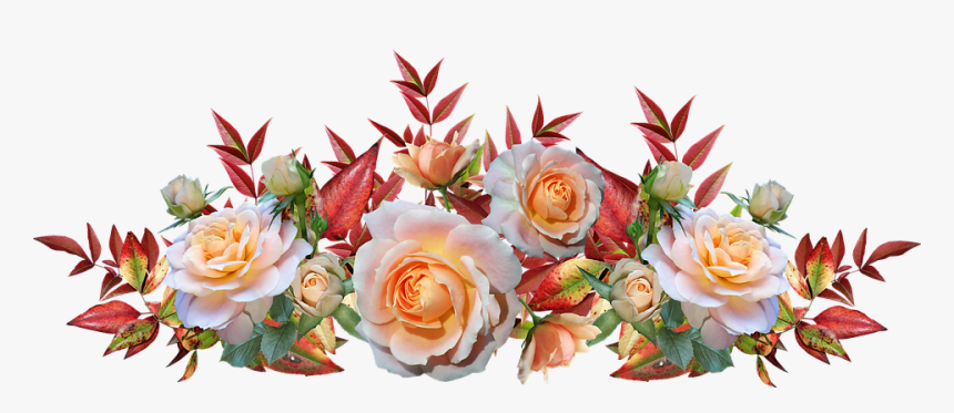 Roses, Flowers, Leaves, Nandina, Autumn, Arrangement - Garden Roses, HD Png Download