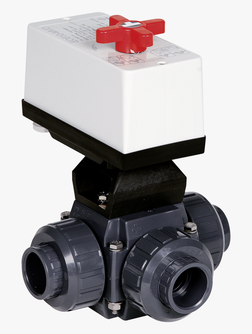 Praher 3-way Ball Valve S4 Pvc With Eo510 Actuator, - 3 Wege Motorventil Dn 50, HD Png Download