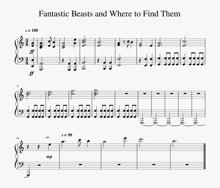 Fantastic Beasts Sheet Music, HD Png Download